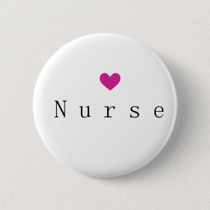 Krankenschwester mit rosa Herzen Button