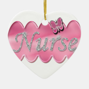 Krankenschwester mit Schmetterling Keramikornament