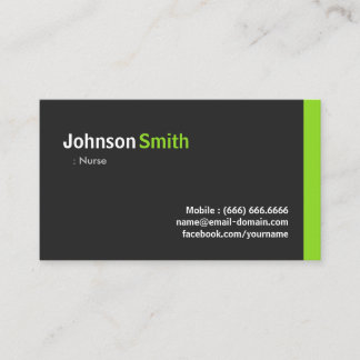 Krankenschwester - Modernes Minimalistisches Grün Visitenkarte