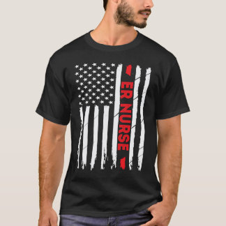 Krankenschwester Notaufnahme Amerikanische Flagge T-Shirt