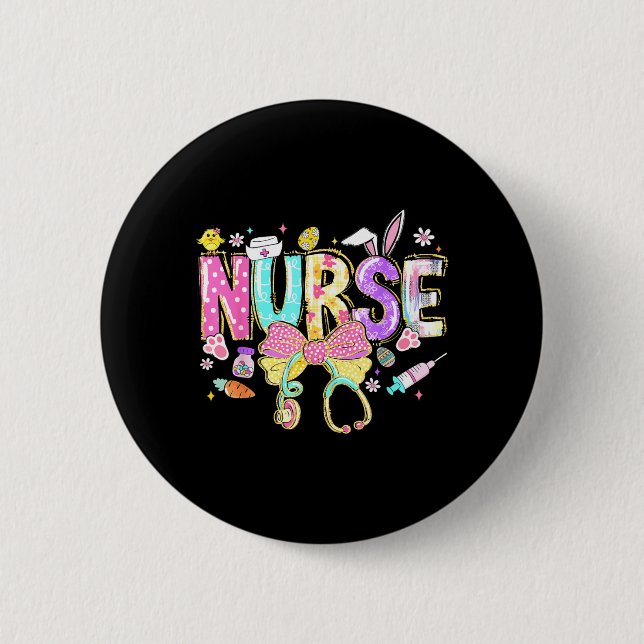 Krankenschwester Ostertag Niedlich Kokett Stethosk Button (Vorderseite)