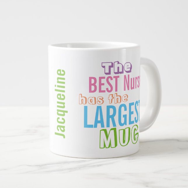 Krankenschwester personalisiert Funny Best NURSE G Jumbo-Tasse (Vorderseite Rechts)