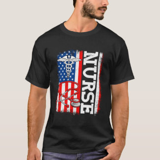 Krankenschwester pflegt amerikanische Flagge Patri T-Shirt