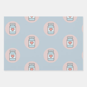 Krankenschwester-Pillenflaschen-Herz-Geschenkverpa Geschenkpapier Set