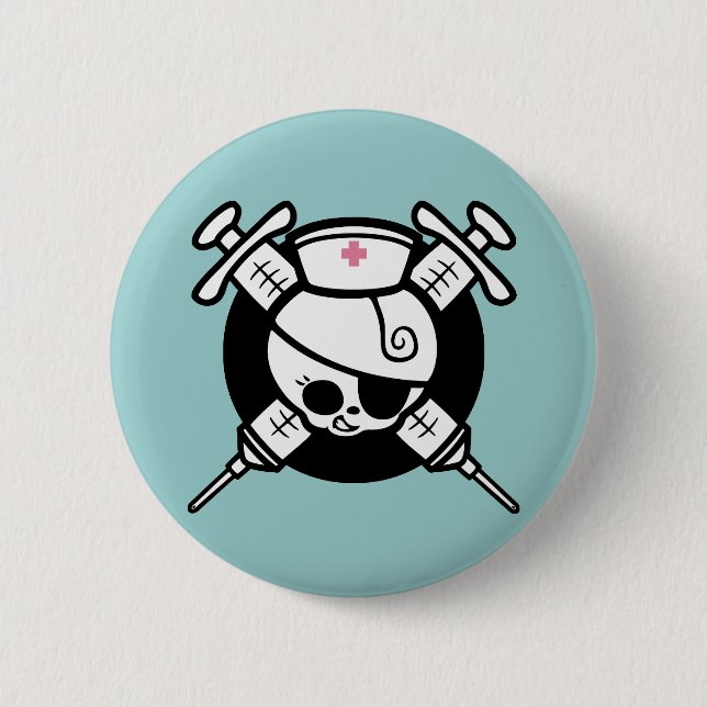 Krankenschwester-Piratund KreuzHypos Button (Vorderseite)