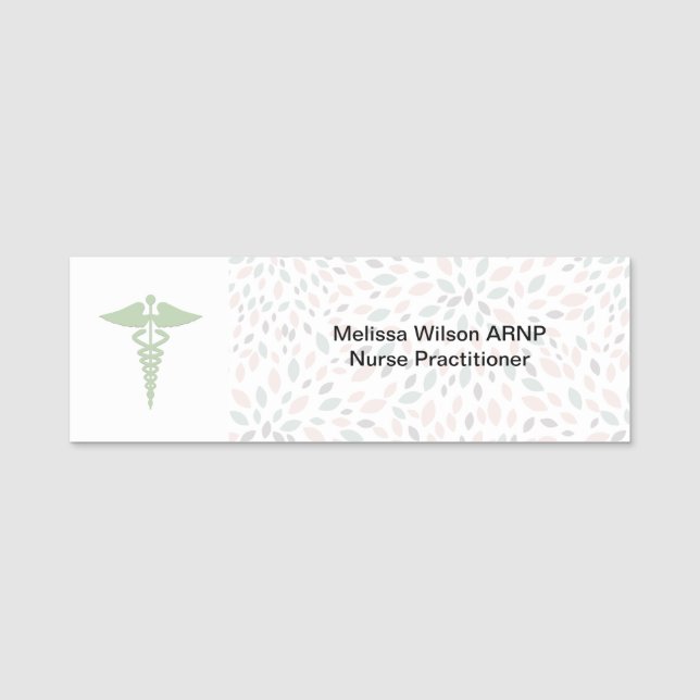 Krankenschwester-Praktikercaduceus-stilvolles Namensschild (Vorderseite)