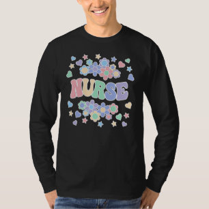 Krankenschwester-Retro Groovy Vintage, Blumen, Her T-Shirt