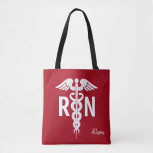 Krankenschwester RN Medical Caduceus Red White Mit