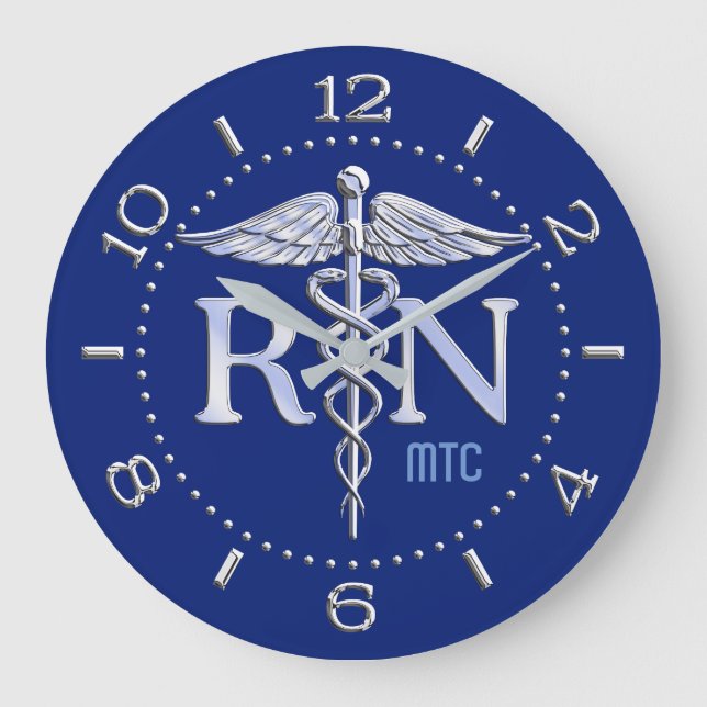 Krankenschwester RNcaduceus-Monogramm-Skala-Art Große Wanduhr (Vorderseite)