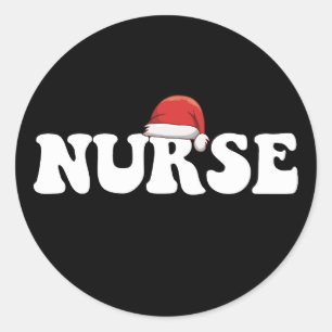 Krankenschwester Santa Hut Weihnachts Pflege Runder Aufkleber