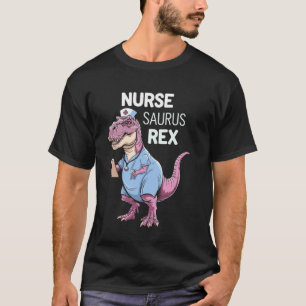 Krankenschwester Saurus Rex Rosa Blumen-Dino T-Shirt
