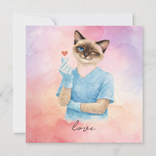 Krankenschwester sendet Mini-Herz mit Liebe Feiertagskarte