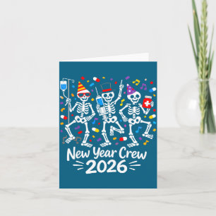 Krankenschwester Skelett Neujahr Crew 2026 Lustig Karte