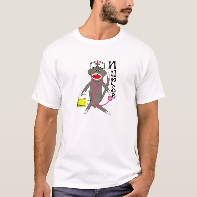Krankenschwester-Socken-Affe-Geschenke T-Shirt (Vorderseite)