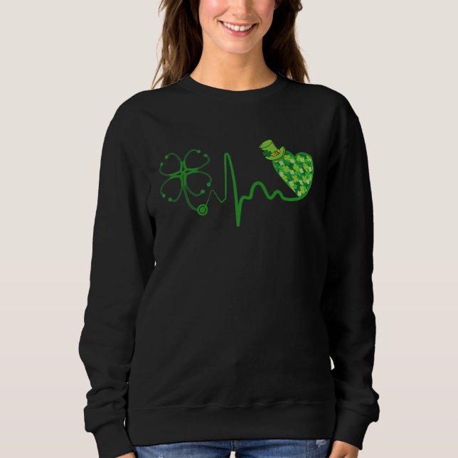 Krankenschwester St Patricks Day Stethoskop Herzsc Sweatshirt (Vorderseite)