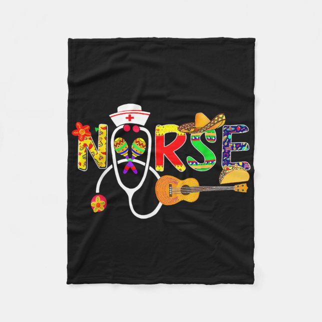 Krankenschwester Stethoskop Cinco De Mayo Fiesta T Fleecedecke (Vorderseite)