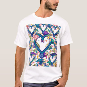 Krankenschwester Stethoskop Herz Muster T-Shirt