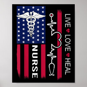 Krankenschwester Stethoskop Herzschlag Amerikanisc Poster