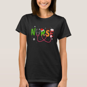 Krankenschwester Stethoskop Rentier Weihnachten Sü T-Shirt