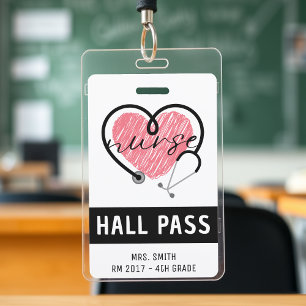 Krankenschwester Stethoskop Rosa Herz Weiß Hallenp Ausweis