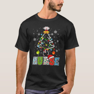 Krankenschwester Stethoskop Weihnachtsbaum Lichter T-Shirt