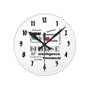 Krankenschwester Stolz-Attribute/mit rotem Herzen Runde Wanduhr