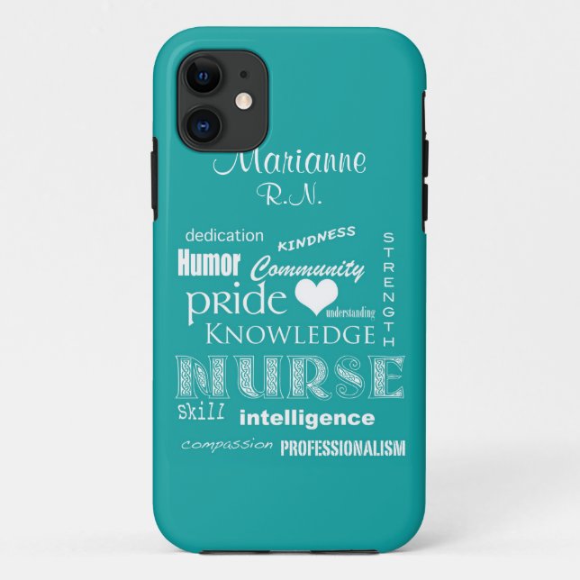 Krankenschwester Stolz-Attribute+Namens/Aqua Case-Mate iPhone Hülle (Rückseite)