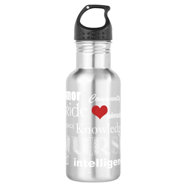 Krankenschwester Stolz-Attribute/weißer Text+Rotes Edelstahlflasche (Vorderseite)