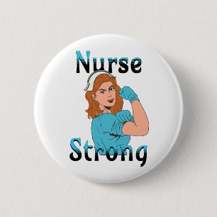 Krankenschwester Strong Vintage Retro Vibes Button
