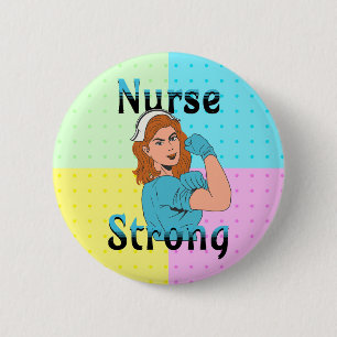 Krankenschwester Strong Vintage Retro Vibes Button