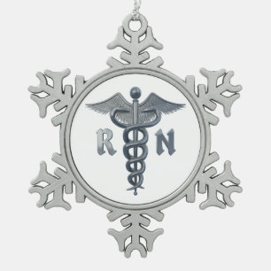 Krankenschwester-Symbol Schneeflocken Zinn-Ornament