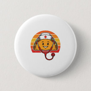 Krankenschwester Taco Retro Vintage Gravur Design_ Button
