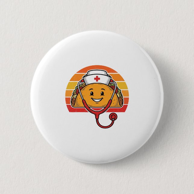 Krankenschwester Taco Retro Vintage Gravur Design_ Button (Vorderseite)