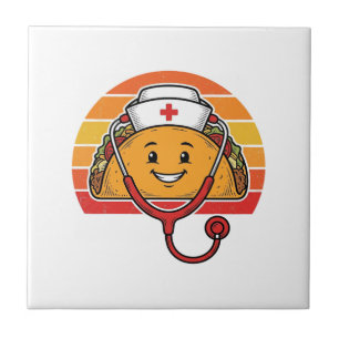 Krankenschwester Taco Retro Vintage Gravur Design_ Fliese