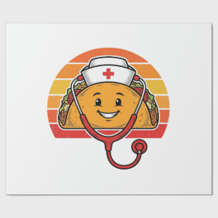 Krankenschwester Taco Retro Vintage Gravur Design_ Geschenkpapier