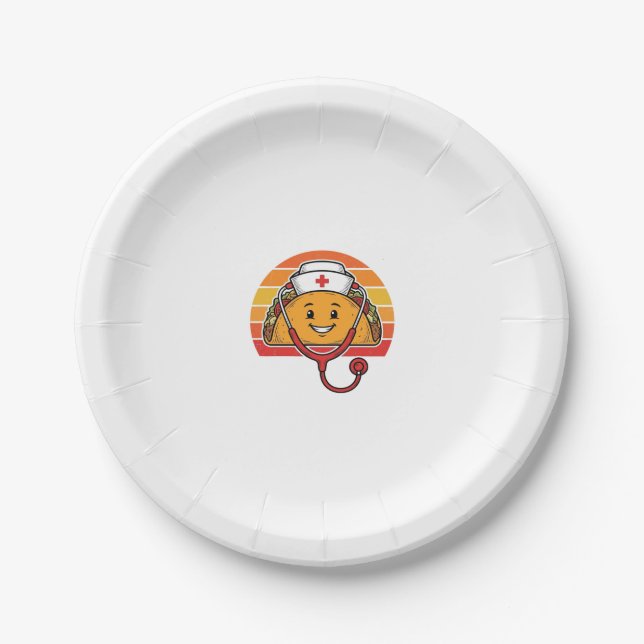 Krankenschwester Taco Retro Vintage Gravur Design_ Pappteller (Vorderseite)