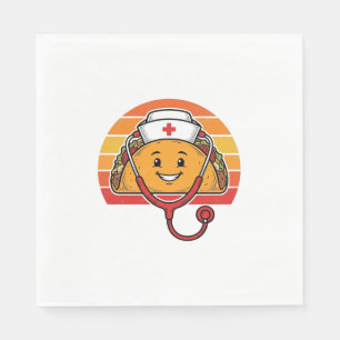Krankenschwester Taco Retro Vintage Gravur Design_ Serviette