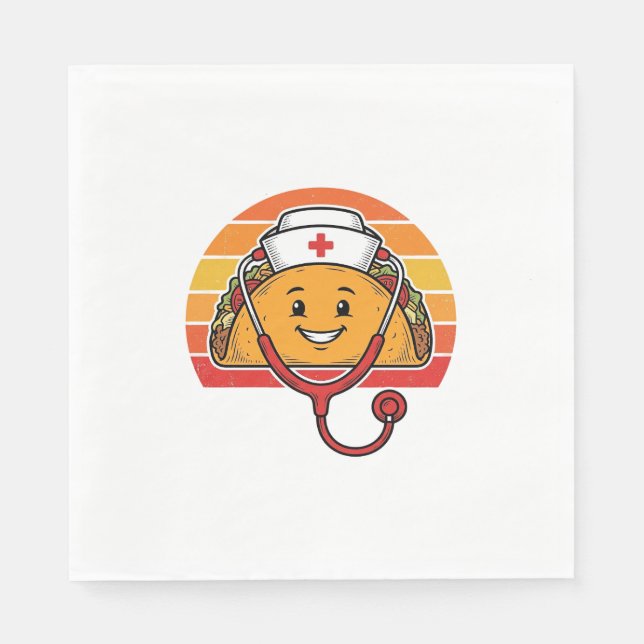 Krankenschwester Taco Retro Vintage Gravur Design_ Serviette (Vorderseite)