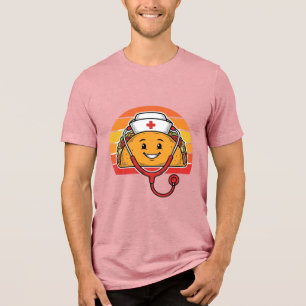 Krankenschwester Taco Retro Vintage Gravur Design_ Tri-Blend Shirt