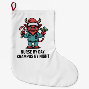 Krankenschwester tagsüber, Krampus nachts, Pflegen Großer Weihnachtsstrumpf