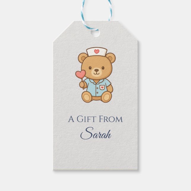 Krankenschwester-Teddybär-Geschenk-Anhänger Geschenkanhänger (Vorderseite)