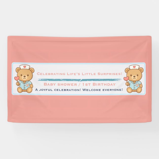 Krankenschwester-Teddybär-Party-Banner Banner (Horizontal)