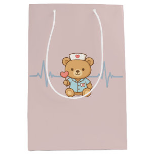 Krankenschwester-Teddybär-Party-Geschenktüte Mittlere Geschenktüte