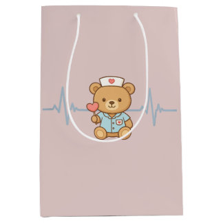 Krankenschwester-Teddybär-Party-Geschenktüte Mittlere Geschenktüte