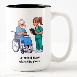 Krankenschwester Umgang mit selbstgerechtigten ält Zweifarbige Tasse