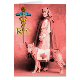 KRANKENSCHWESTER UND RETTUNGSHUND /Goldener Caduce