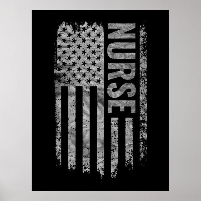 Krankenschwester USA-Flagge Distressed-Design Poster (Vorne)
