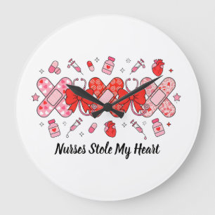 Krankenschwester Valentine XOXO Verband Stethoskop Große Wanduhr