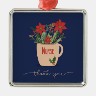 Krankenschwester Vielen Dank an Christmas Poinsett Ornament Aus Metall