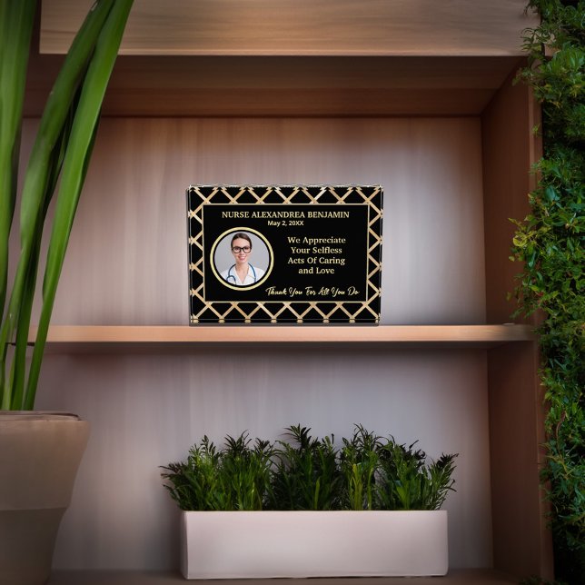 Krankenschwester Vielen Dank Wertschätzung Gold Pe Fotoblock (Nurse Thank You Appreciation Gold Personalize Photo Block great gift to show your appreciation. )